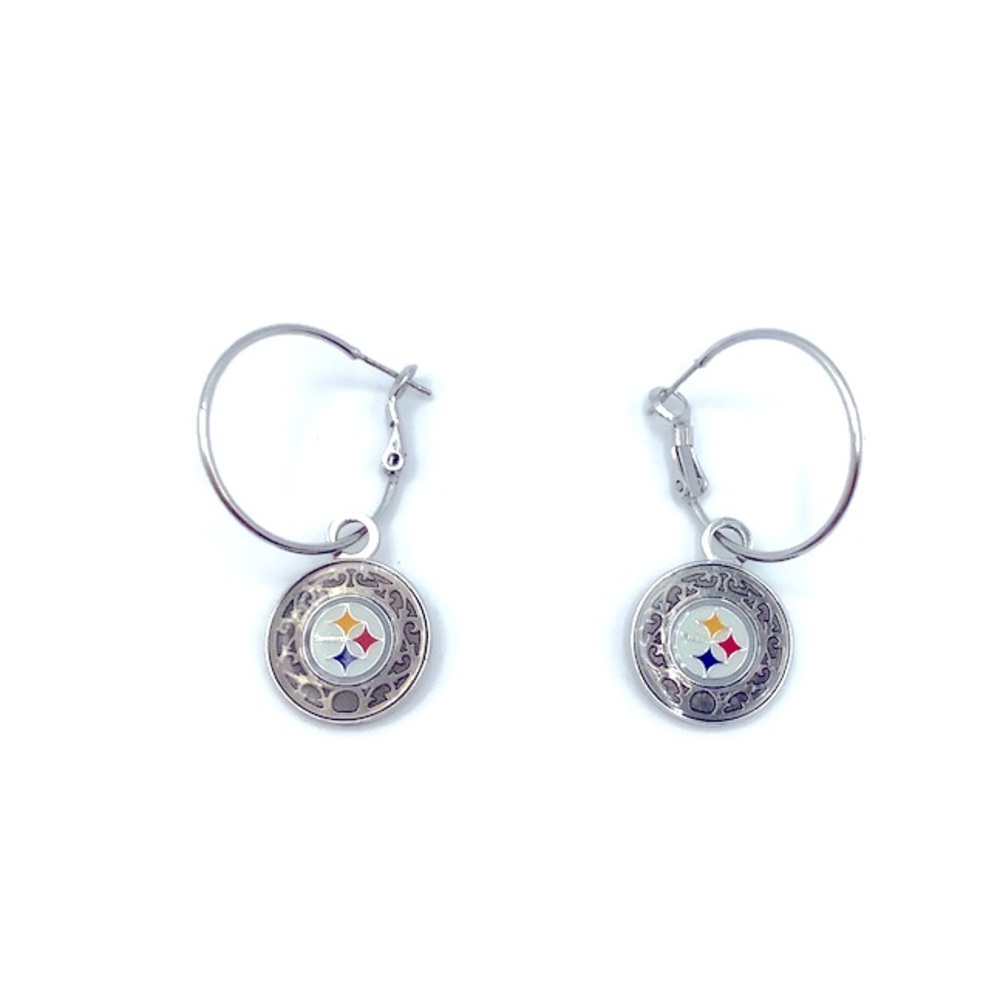 Earrings Vintage “Steelers” Signed Hoop Style